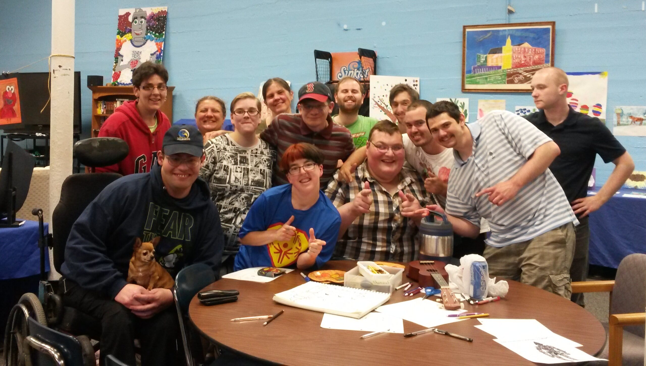 Commnity gathering for arts and games at the center.